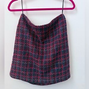 Amanda Uprichard NWT Hope Skirt Wool-Blend Tweed Plum Red Size M Chic